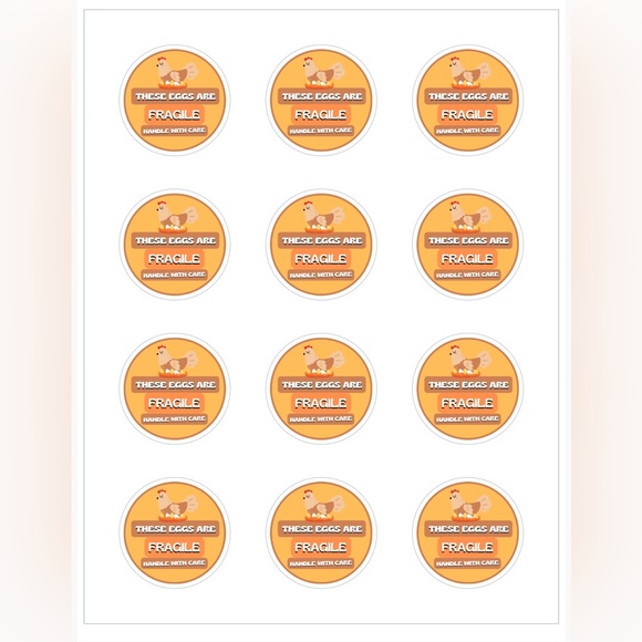 24CT Glossy 2 Inch Fragile Eggs Sticker - Picture 4 of 4